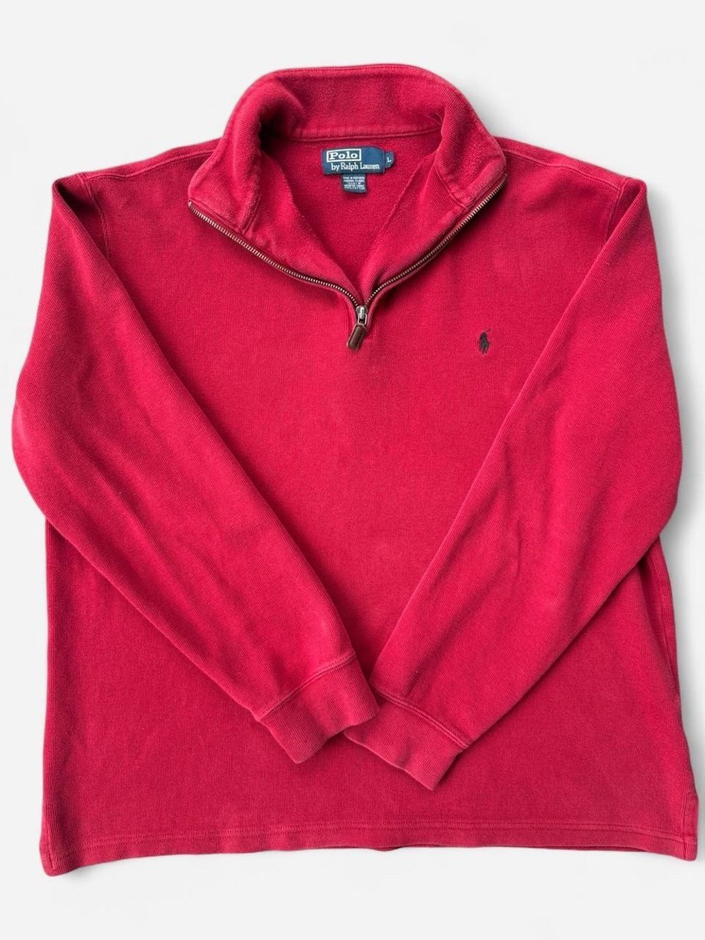 Vintage Polo by Ralph Lauren Men's Red Quarter-Zip Fleece Pullover